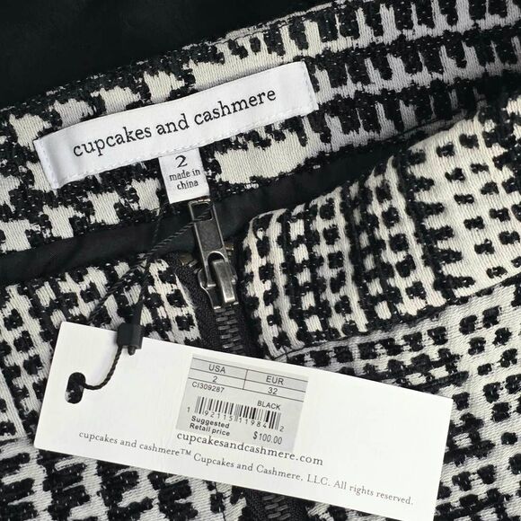 Cupcakes and Cashmere Black White Tweed Skirt Sz 2 - Picture 6 of 9